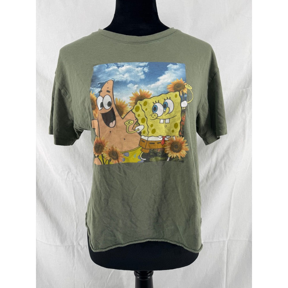 Nickelodeon Spongebob Squarepants Patrick Sunflower Graphic Tee Olive Green L